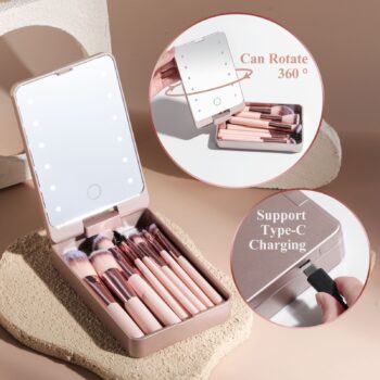 14-Pc Brush Set with LED Mirror Case
